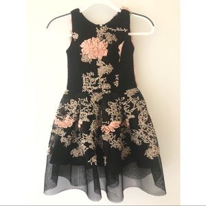 Neiman Marcus Girls Party Floral Black Dress